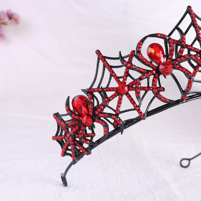Gotisches Netz-Haarschmuck für Halloween-Kostüme, Funkelndes Strass-Haarreif für Partys, Cosplay, Feiertagskleidung und Fotos