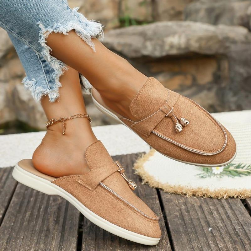 Women's Spring New Women's Wrap Head Half Drawback Wearing One Pedal Muller Lazy Shoes Casual Half Drawback