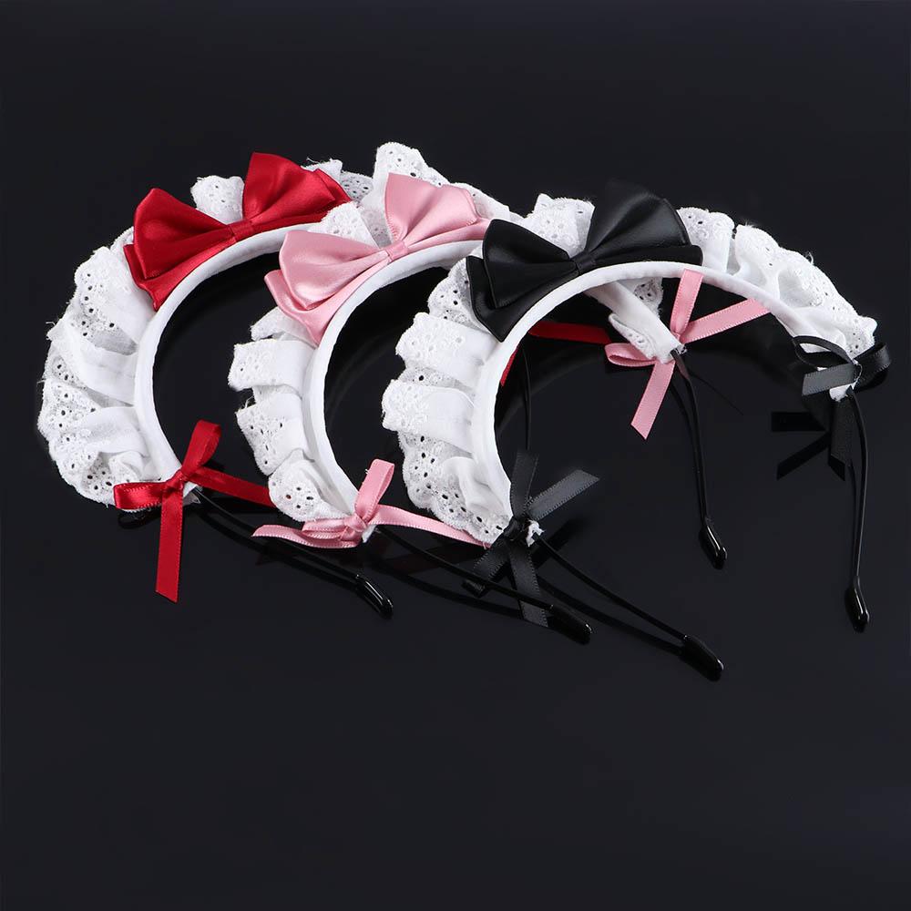 Maid Make Up Girls Lace Wash Face Women Accessories Korea Style Headband Lolita Hair Band Bow