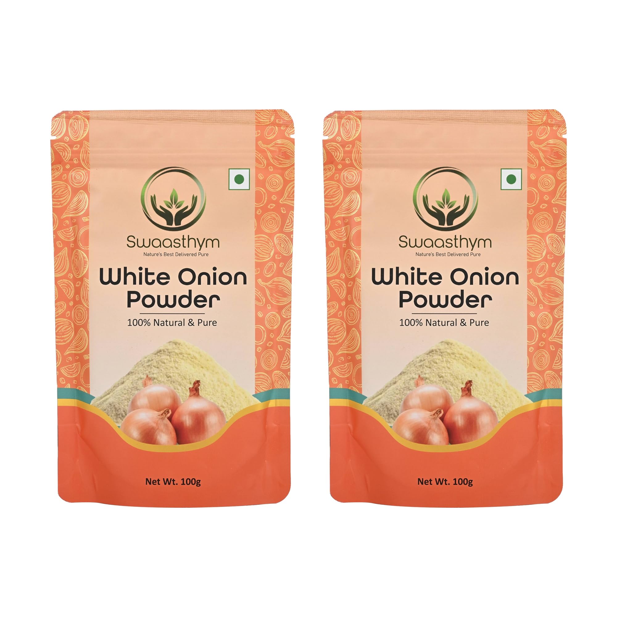 Swaasthym White Onion Powder 100g Pack of 2 | Fine Ground Pyaz Powder | Smooth Texture Spice for Cooking | Rich Aroma Seasoning | Kitchen Ingredi
