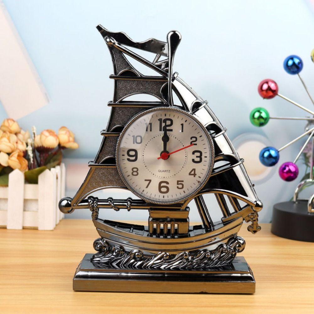 Classical Sailboat Alarm Clock Lovely Desk Alarm Clock Creative Sailboat Sculpture Bedside