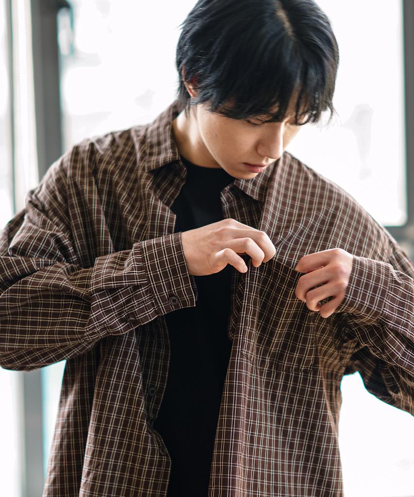 Jemeot Pretzel Oversized Check Shirt Brown Kjls2599