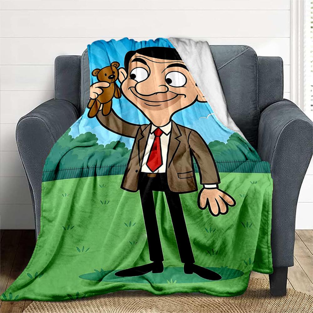 1 pezzo Orso Sig.. Coperta da Esterno Bean in Flanella Leggera, Uso Stagione Unica per Divano, Letto, Viaggio, Campeggio, Soggiorno, Ufficio, Divano030