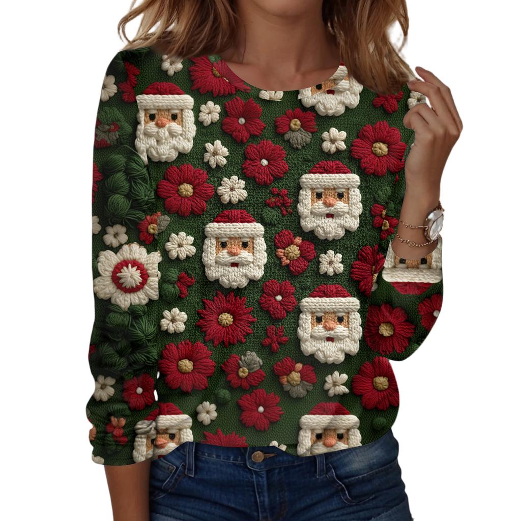 Women's Fashion Casual H Printed V-Neck Long Sleeve Decorative Button T-Shirt Tops
