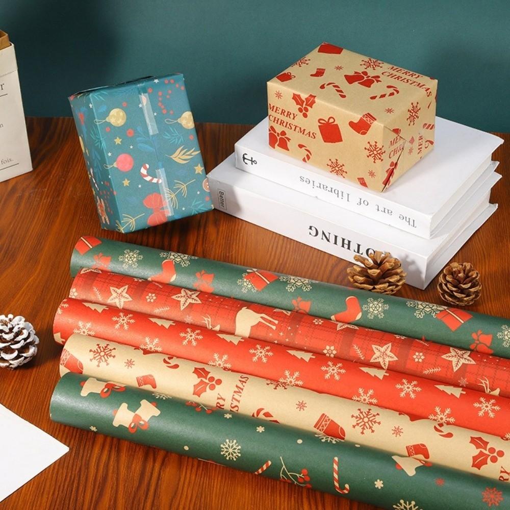 5PCS Festive Printed Christmas Wrapping Paper Gift Wrap Sheet Holiday Craft Supplies