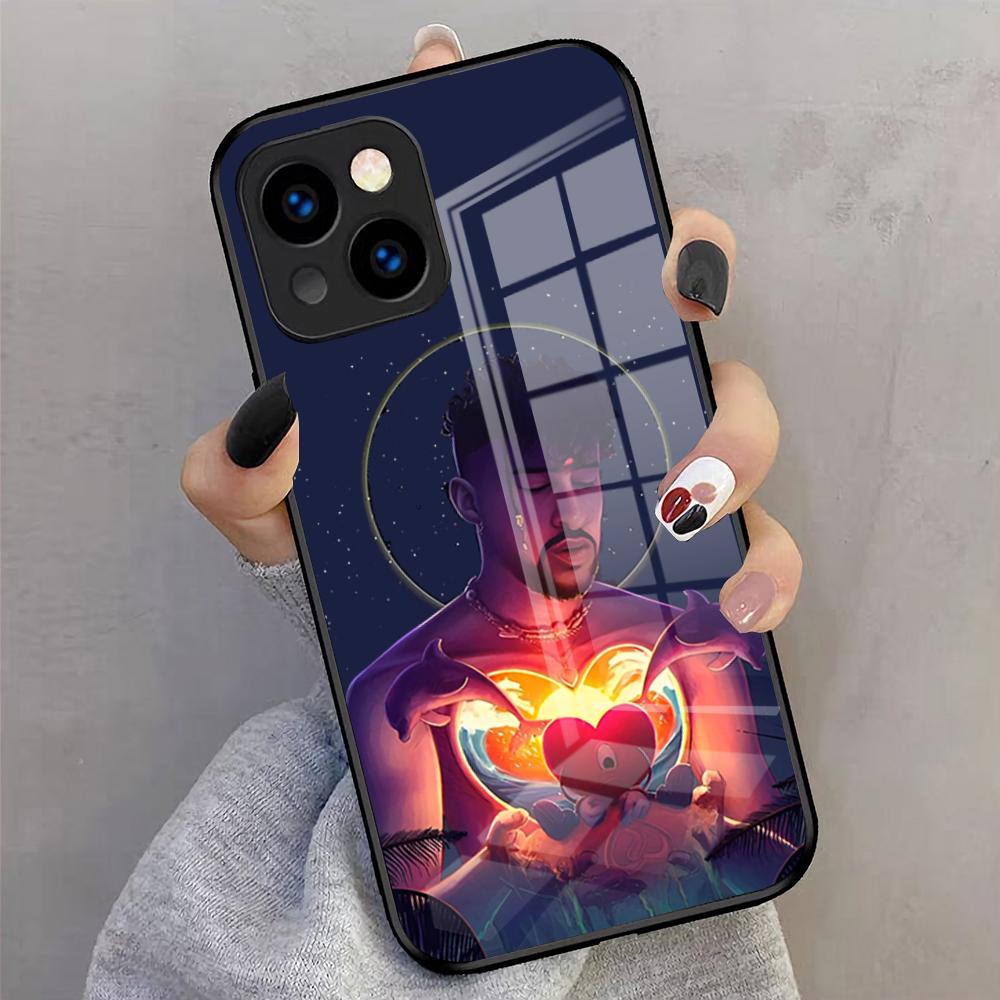 B-Bad B-Bunny Phone Case For IPhone 17 Pro Max 16 15 14 Pro Max 13 11 X Xs Xr 8 7Plus Glass Cover