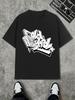 Men's Y2K Retro Hip-Hop Graffiti T-Shirt - Black & White Old School 90s Streetwear Tee with Iconic Dope Outfit Print, Unisex Casual Round Neck Short S