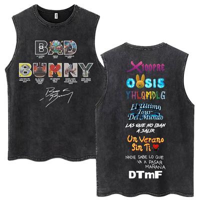 Ράπερ Bad Bunny Ντεμπί Τιράρ Μας Φοτογραφίες DTMF Πλυμένα Αμάνικα Μπλουζάκια 90s Vintage Hip Hop Αμάνικο T-Shirt Άνδρες Γυναίκες Βαμβακερό