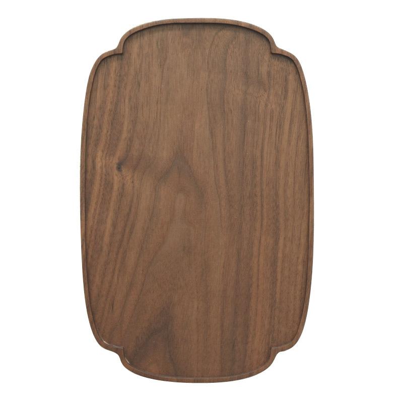 HeMu Black Walnut Whole Wood Lace Tray Bread And Fruit Snack Plate Plum Blossom Edge Tea Tray Restaurant Hotel Coffee Shop Tray