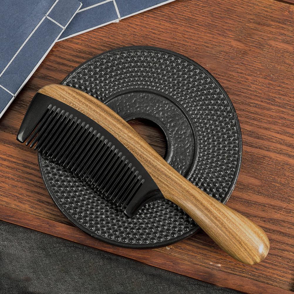 Pettine Antistatico Districante Denti Fini Pettini per Capelli in Legno Sandalo Verde Corno di Bufalo