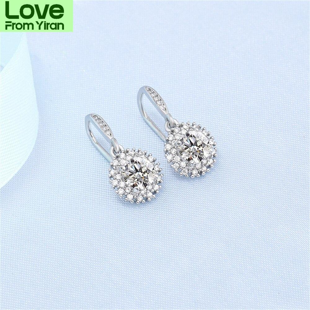 New Women Earring Pendant Fashion 925 Silver Diamond -Studded Gypsophila Ear Studs Piercing Hoops Earrings Jewelry Festival Gift