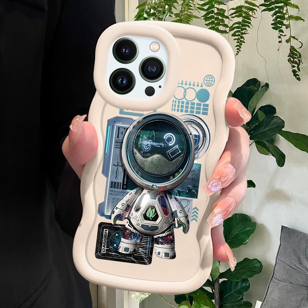 Astronaut Pattern Phone Cover for iPhone 11 12 13 14 15 Pro Max 6 6S 7 8 Plus Xs Wave Edge Shockproof Protective Rubber Case