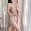 Ice and snow silk women's summer nightgown suspender spring and autumn nightgown simulation silk pajamas two-piece set live broadcast