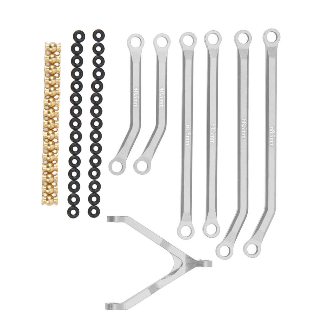 124 RC Tie Rod Kit CNC Aluminum Alloy High Clearance Pull Rod Linkage Arm End Connector Silver