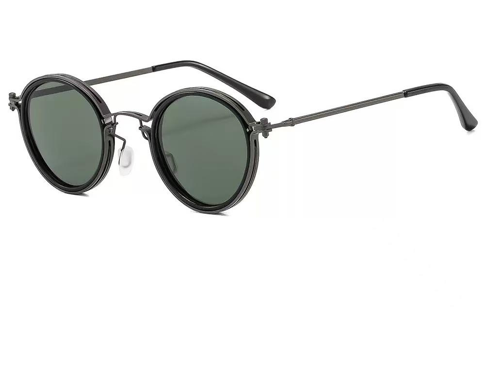 Mens Retro Metal Round Frame Sunglasses UV400 Protection Business Outdoor Street Photography Fashion Decorative Glasses