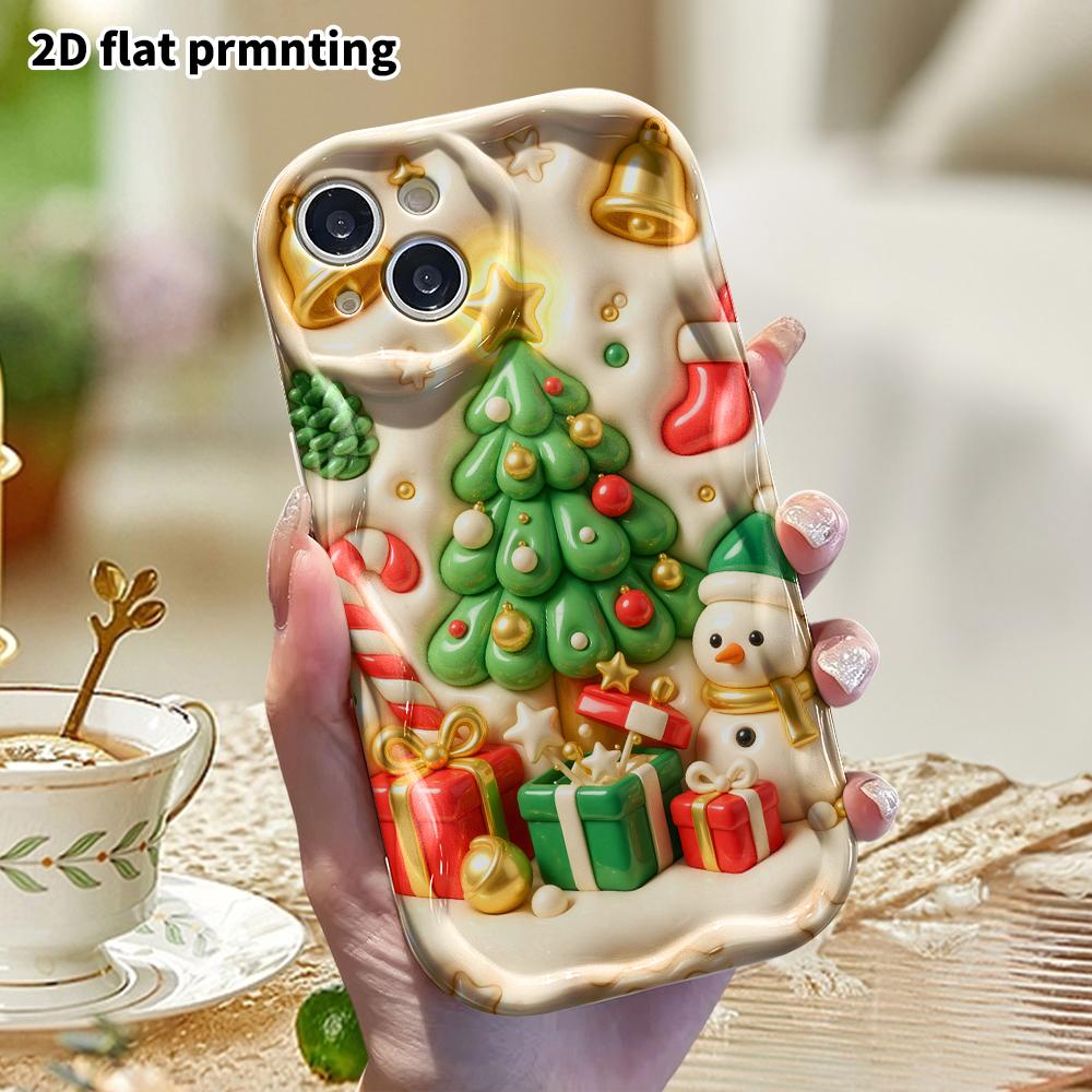 Phone Case: 2D Flat Design, Fits iPhone 18, 17, 16, 15, 14, 13 Pro, Christmas Christmas Tree, Christmas Halloween, Perfect Holiday Gift
