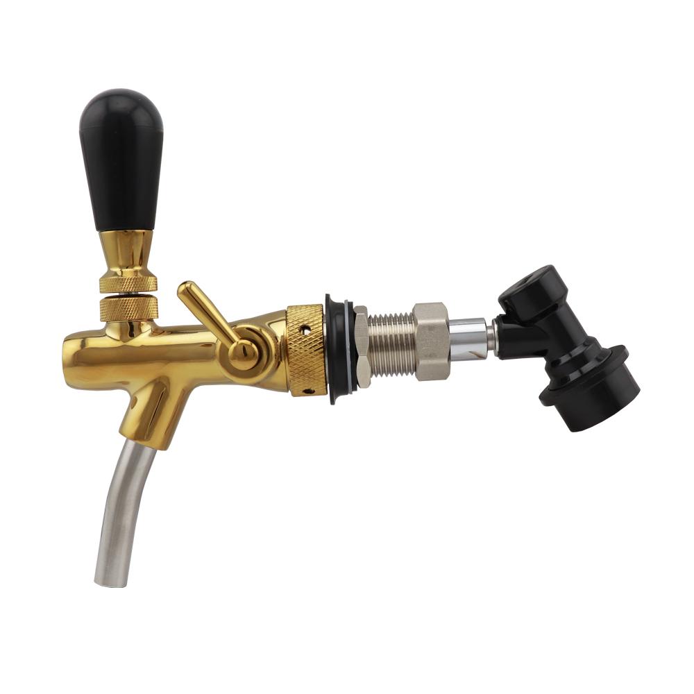 Adjustable Beer Tap Faucet With Chrome Plating, Beer Home Brewing Tap With Ball Lock Liquid Connector
