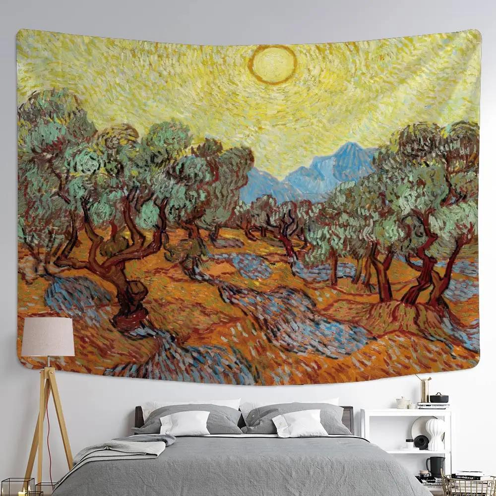 Van Gogh Oil Painting Wall Tapestry Multi Pattern Soft Background Home Decor Multi Size Wall Hanging Aesthetic
