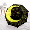 Golden Sun & Moon Face Umbrella, Portable 3-Fold Umbrella for Men & Women,Christmas Gift ES176
