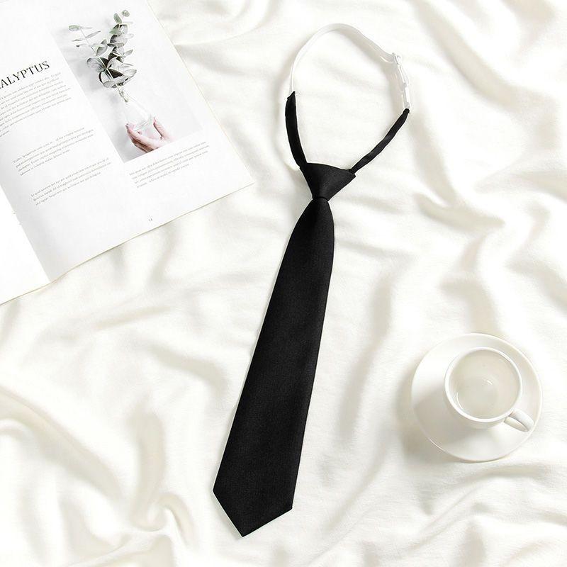 Cotton Solid Color Tie With White Stripe For Japanese School Style Students And Casual Wear