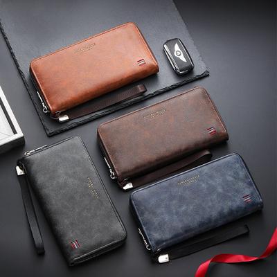 High-quality Men PU Leather Short Wallets with Zipper Coin Pocket Vintage Big Capacity Male Long Money Purse Card Holder New