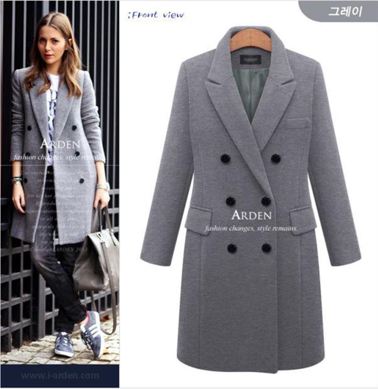 Mid-Length Plus Size Wool Blend Double-Breasted Women's Coat - Autumn/Winter Collection