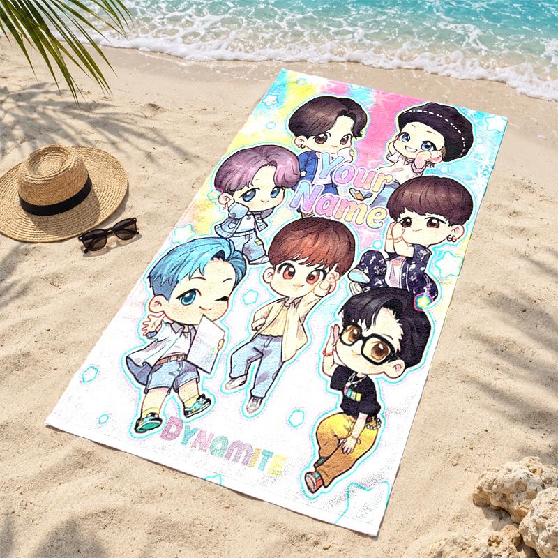 BT21 Custom Name Beach Towels Also Serve As Bath Towels Summer Essential a Musthave for the Outdoors the Beach and the Pool