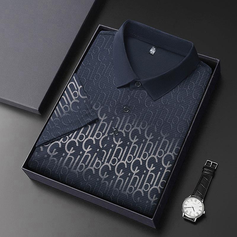 Men's Business Casual Short Sleeved Printed Polo Shirt Fashionable Breathable Comfortable and Versatile Top