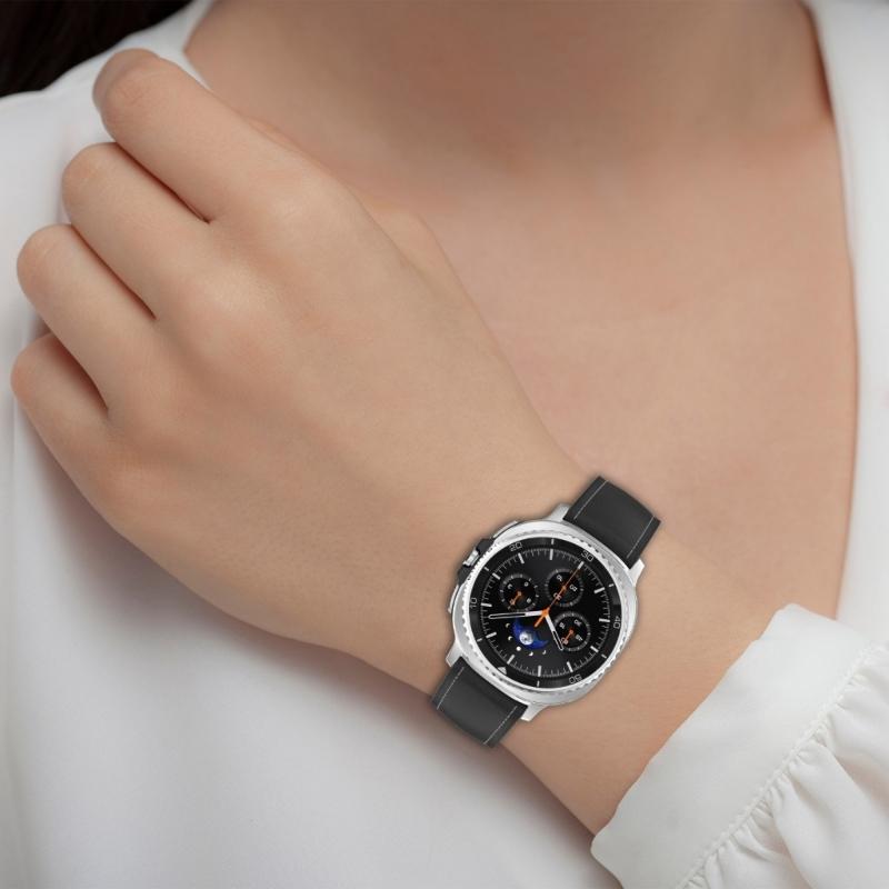 Flexible Silicone Watch Band Straps With Leather Accent For 40mm 44mm 46mm Models Comfortable Daily Wear Gym To Office