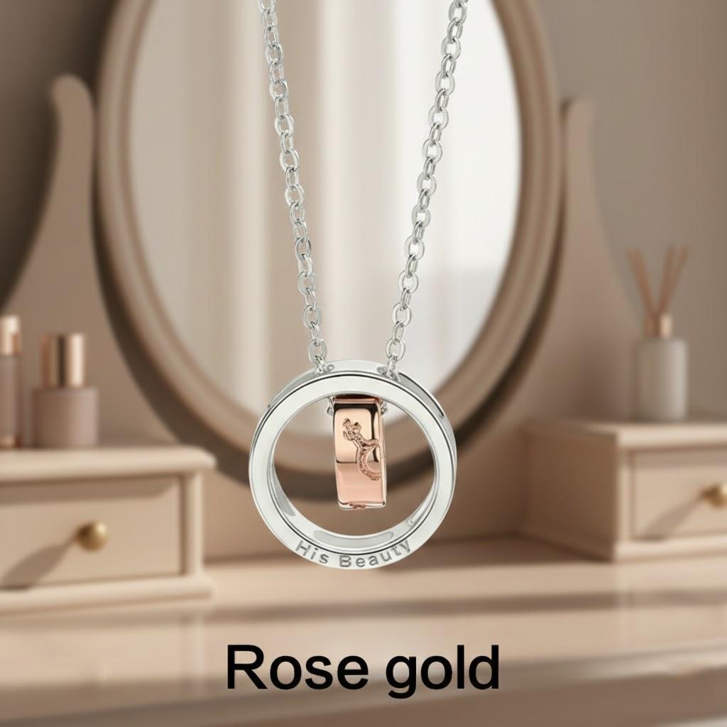 

1Pc Fashion Rose Gold Romantic Stainless Steel Love Necklace Matching Titanium Rings Unique Jewelry for Lovers