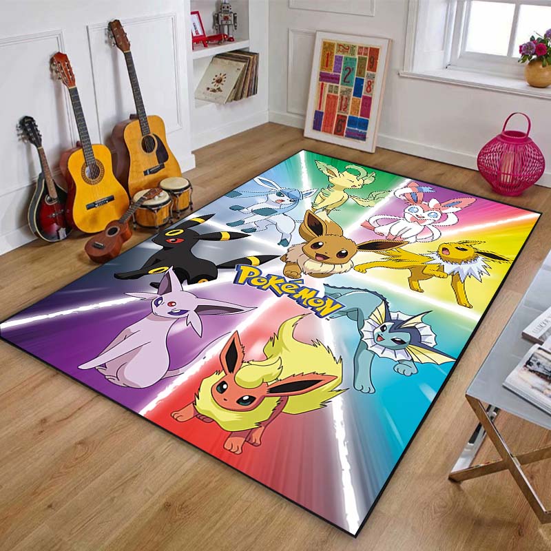 Cute P0kem0n Eevee Fusion Pattern Carpet Home Large Area Rug Bedroom Living Room Sofa Study Non-slip Mats Gift Next Day Shipping