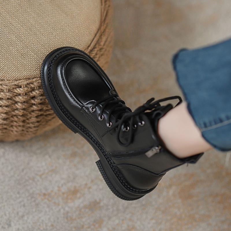 Black Martin boots women's new autumn and winter velvet British style boots thick-soled short boots spring and autumn single boots
