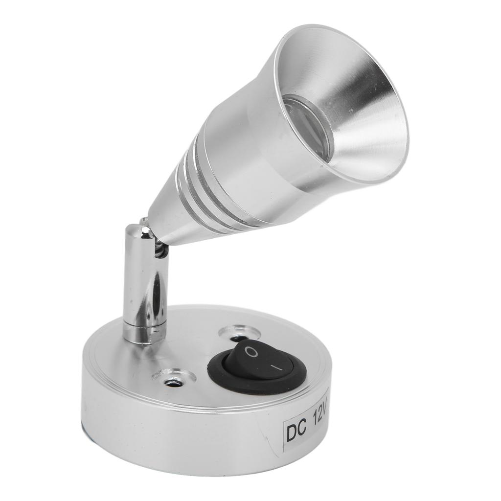LED RV Reading Light 12V 3W Flexible Interior with Switch for Truck Trailer Boat Yacht CaravanSilver Shell Warm White
