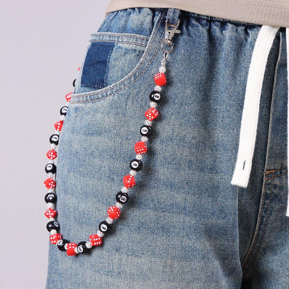 Billiard Ball Metal Pants Chain Zinc Zinc Zinc Alloy Punk Belt Chain Fashion Colorful Dice Waist Chain  Male