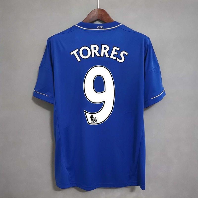 Maillot domicile bleu rétro Chelsea en gros N°. 9 Torres Non. 11 Drogba maillot de football classique pour adulte