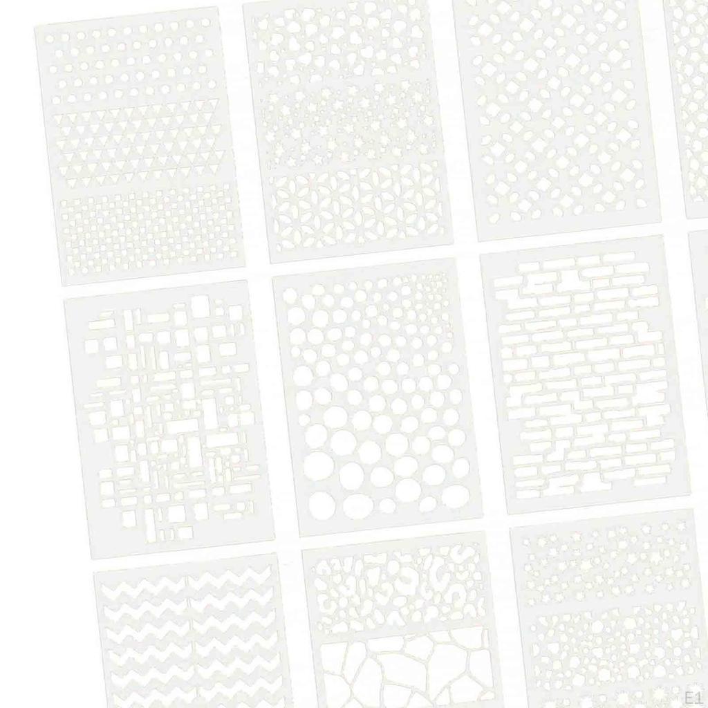 12Pcs Painting Stencils Drawing Templates Adult Decor Hollow Furniture