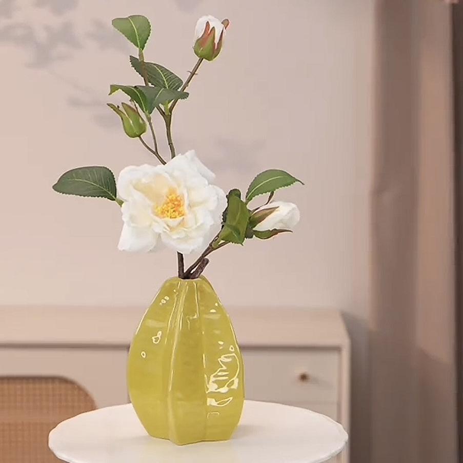 Nordic Style Lemon Ceramic Vase for Hydroponic Flowers - Decorative Ornament for Home or Desktop