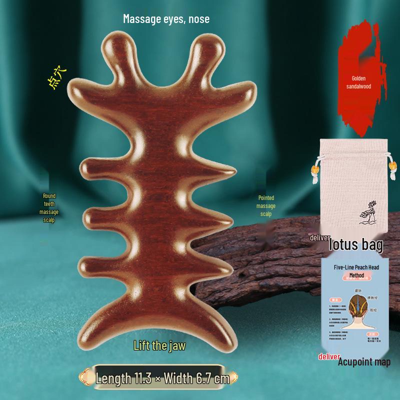 Upgrade: Multi-Functional Sandalwood Massage Comb & Gua Sha Tool for Scalp, Face, Eye, and Meridian Therapy.