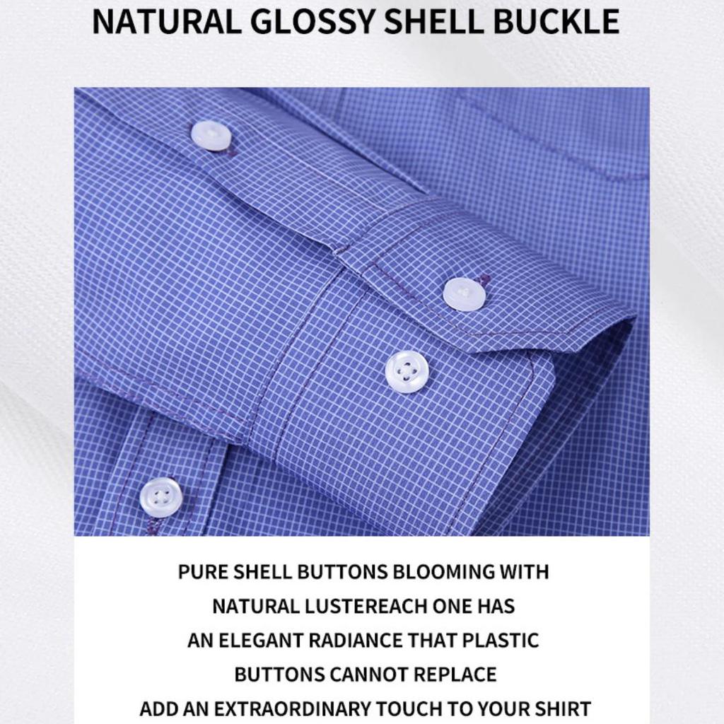 Camicia casual da uomo stampata scozzese da lavoro Camicia a maniche lunghe elasticizzata