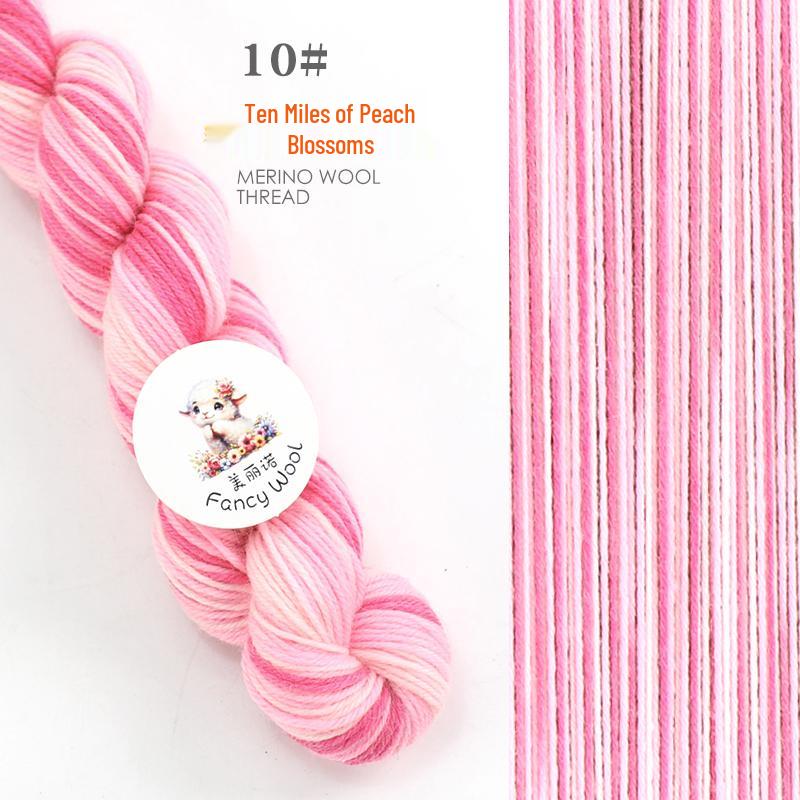 Hand-Dyed Variegated Wool Yarn: Ideal for DIY Knitting, Medium-Thickness Cotton, and Wool Blend for Hats and Scarves