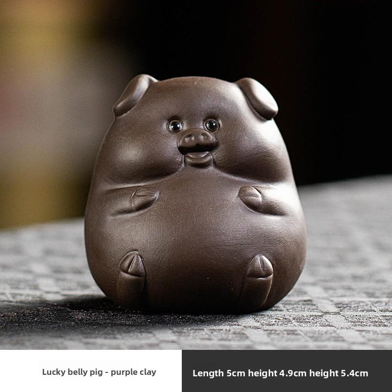 Cute Lucky Pig Zisha Tea Pet Ornament Nourishing Fortune Tea Play Tea Tray Table Tea Accessory