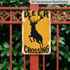 2D Flat, 1pc Vintage Deer Crossing Warning Sign Wall Art - Aluminum Metal Plaque with Rustic Yellow & Black Design, 8x12 Inch Indoor/Outdoor