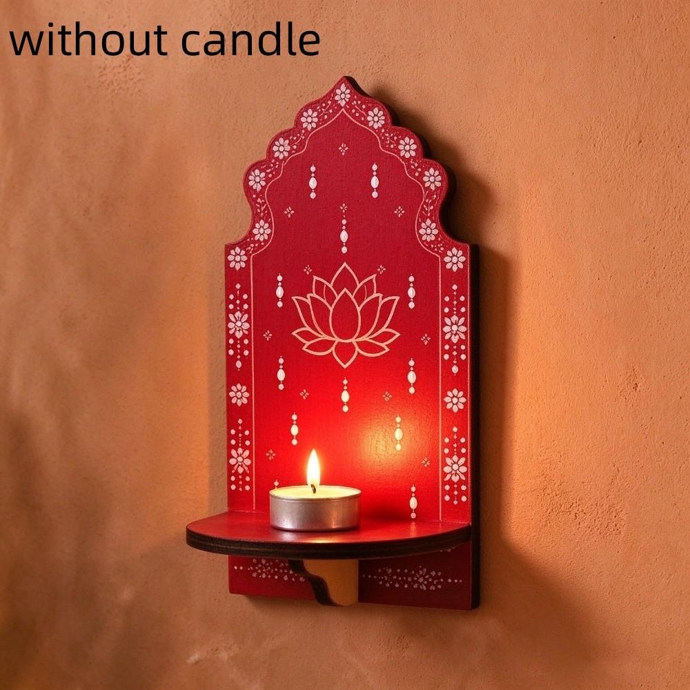 Meditation Wood Indian Wall Candle Holder Hand Painted Diwali Candle Stand  Yoga Room