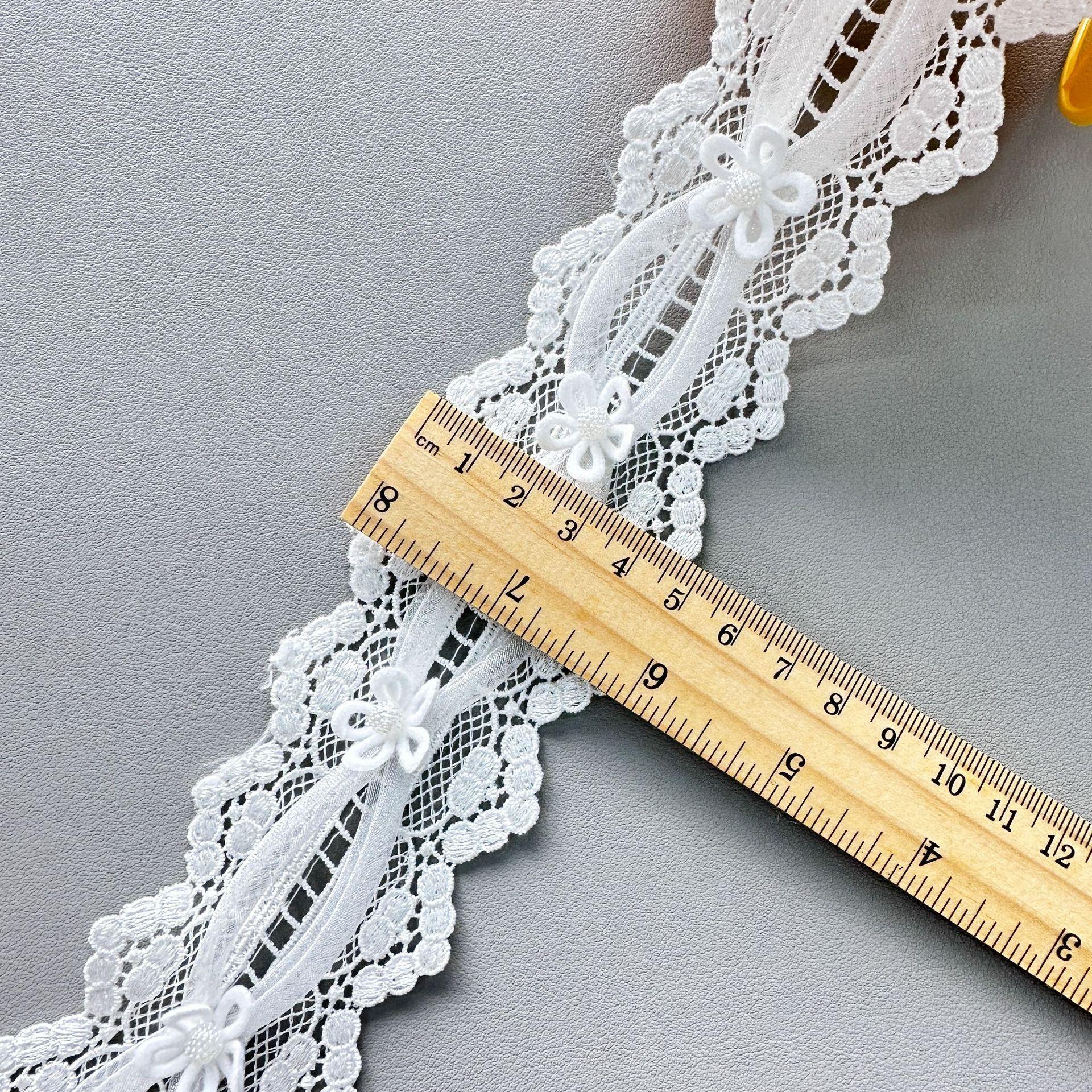 

3D Трехмерный Цветок Бусина Водорастворимая Полая Сетка Тяжелая Промышленность Свадебное Платье Лолаке Кружево Аксессуары T881 white one size