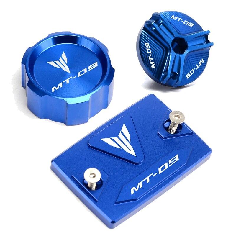For Yamaha MT09 mt 09 07 2014- MT07 -2023 Accessories Motorcycle Front and Rear Brake Tank Cap + Engine Oil Filler Cap