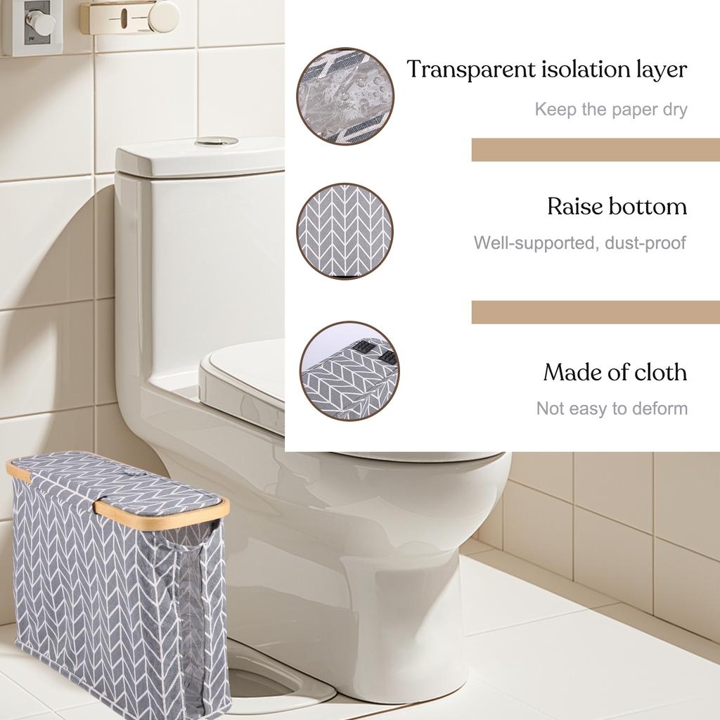Toilet Paper Storage Basket Bathroom Organizer with Lid and Clear Side Window Large Capacity Tissue Holder Bathroom Accessories