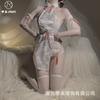 Sex underwear sexy pure desire hollow cheongsam stand-up collar drawstring hip wrap pure desire antique lace hanfu suit