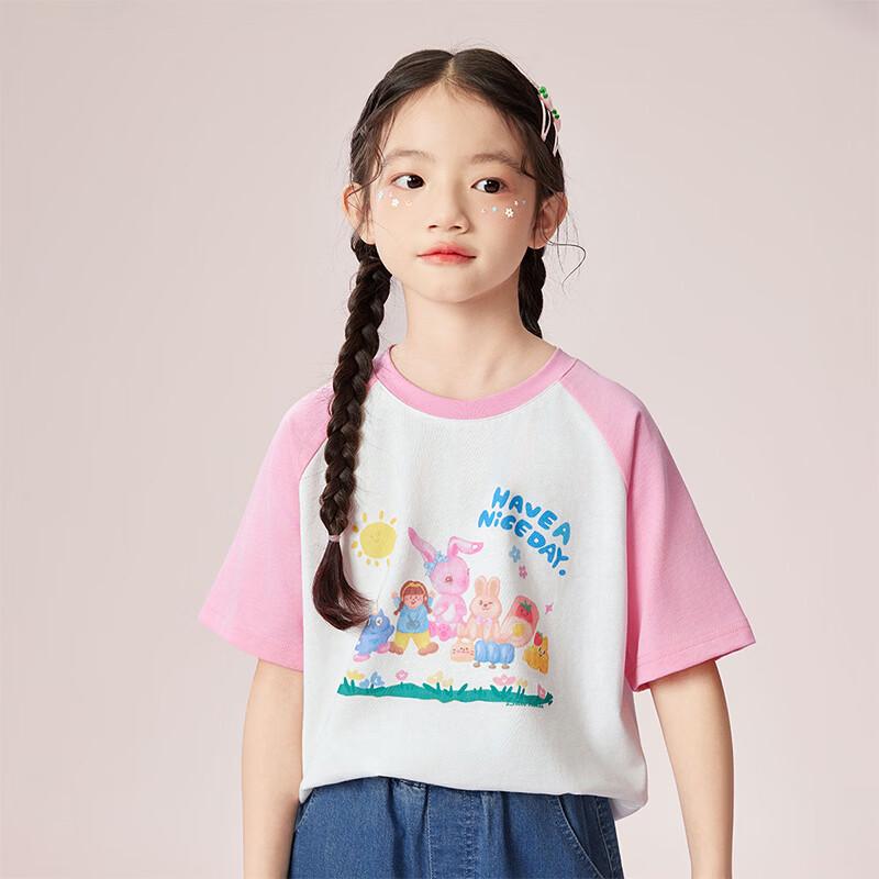 Xiaoyinman Girls' Oil Painting Print Short-Sleeve T-Shirt