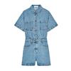 Summer New Women Clothes Western Style Lapel Short Sleeve Denim Short Jumpsuit 1879039 0108027