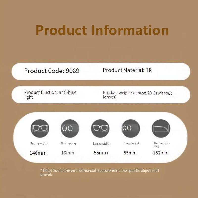 Neuer Tr90 Brillenrahmen Blaulichtschutz Großer Rahmen Herren- und Damenmode Flache Gläser Kurzsichtigkeitsbrillenrahmen MH9089